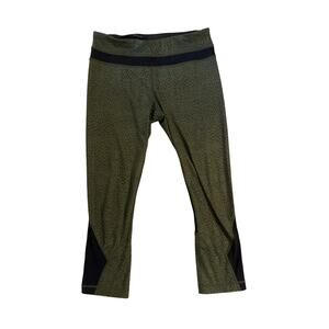 6 Lululemon Run Inspire Crop II Full-On Luxtreme Mesh Dottie Dash Fatigue Green